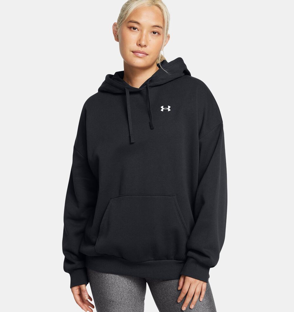 NWT Under Armour UA Rival Fleece Women's Oversized Hoodie in Black size S
